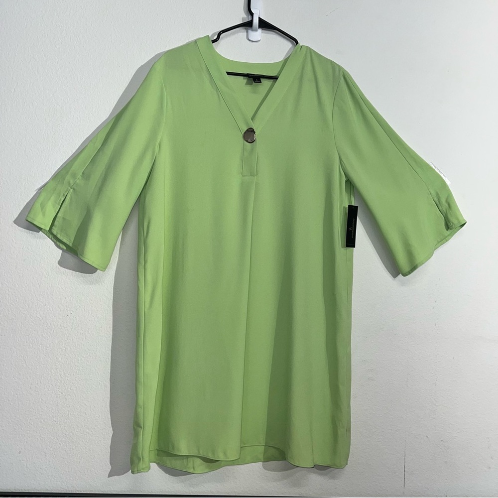NWT Worthington Size Large Light‎ Green Above Knee Dress Short Sleeve V-neck $60